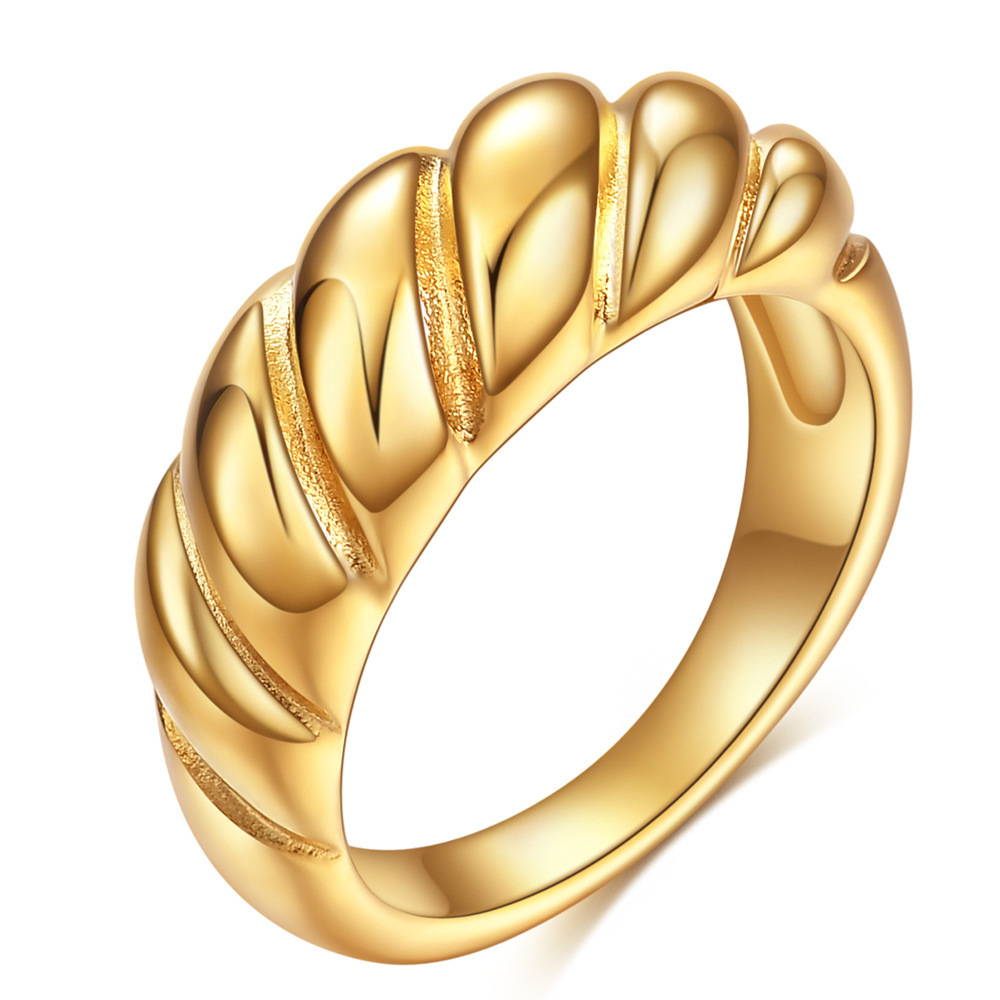 8MM Minimalist Stainless Steel Twist Bread Ring for Women Wholesale