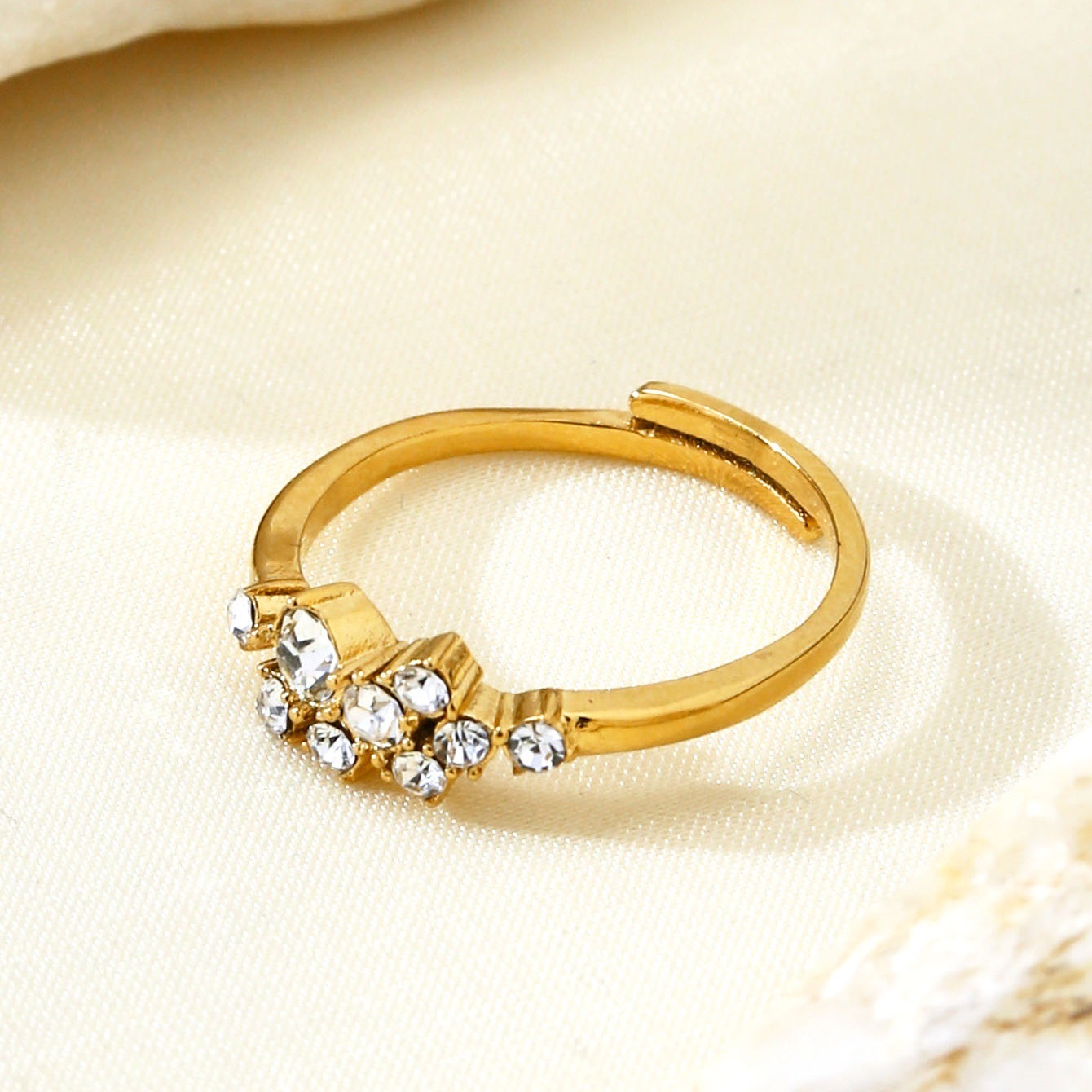 Wholesale stainless steel ring with zircon 18K gold plated adjustable