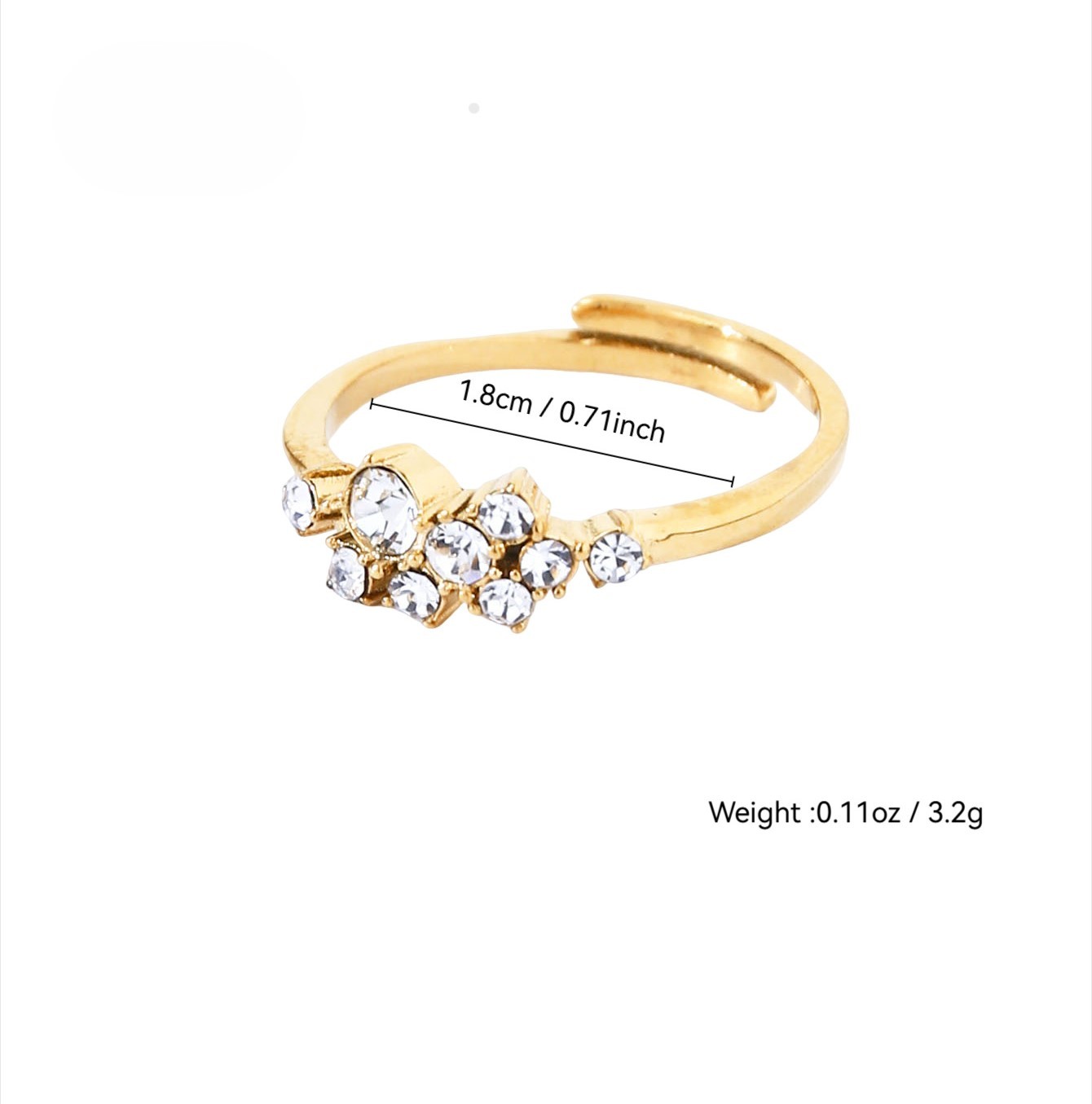 Wholesale stainless steel ring with zircon 18K gold plated adjustable