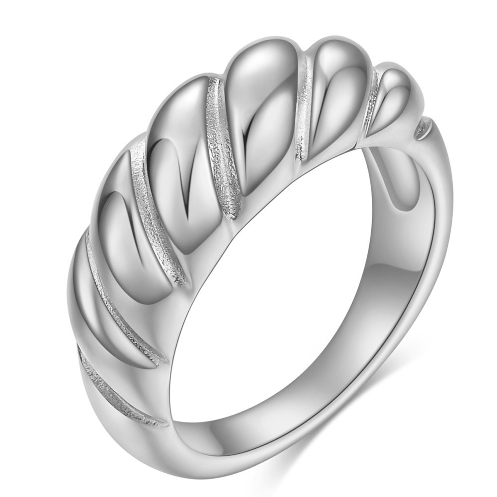 8MM Minimalist Stainless Steel Twist Bread Ring for Women Wholesale