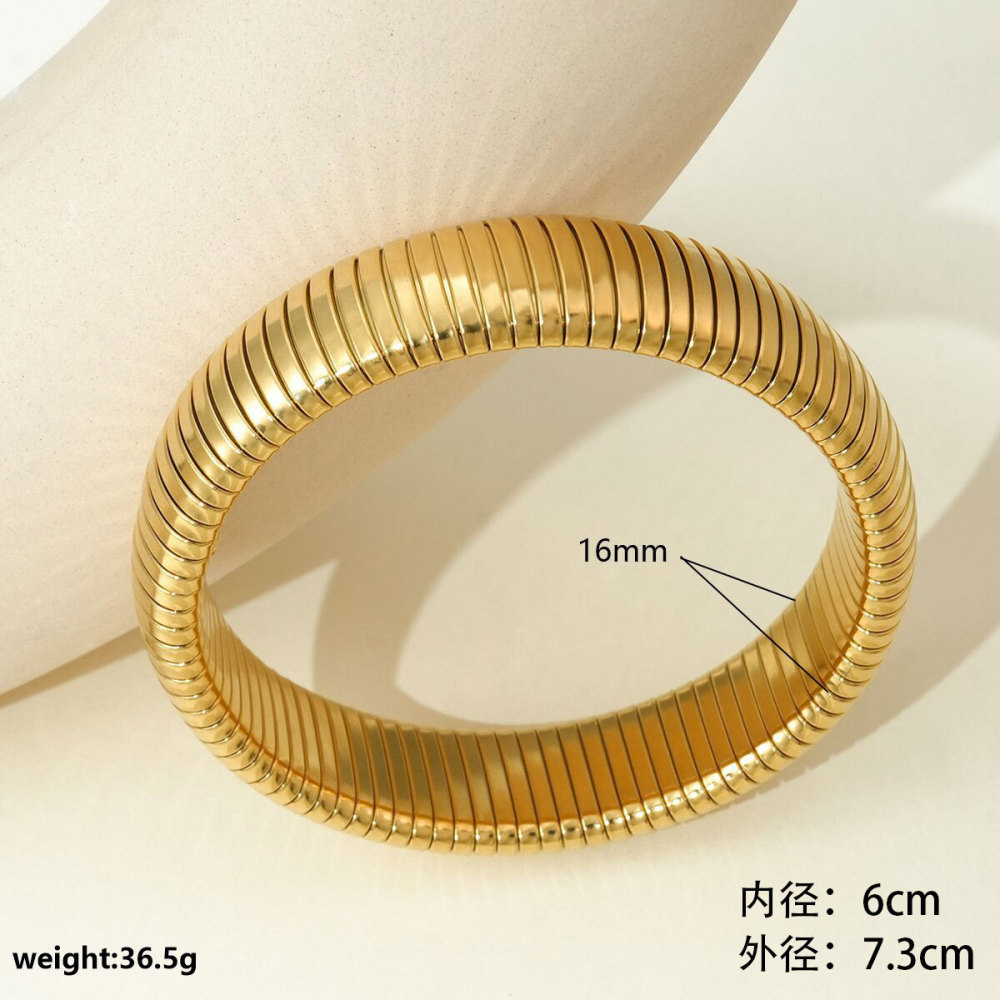 Trendy Simple Spiral Stainless Steel Fashion Bracelet, Elastic Titanium Steel, Niche Vertical Stripe Ring Jewelry