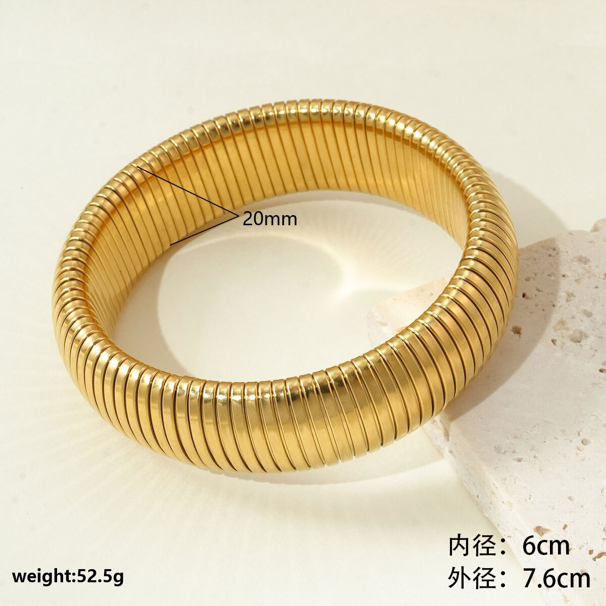Trendy Simple Spiral Stainless Steel Fashion Bracelet, Elastic Titanium Steel, Niche Vertical Stripe Ring Jewelry