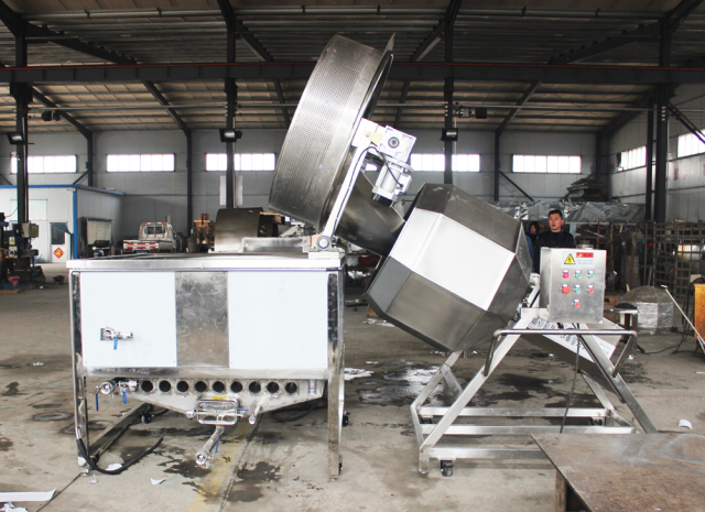 Automatic frame-flipping and discharging circular gas deep fryer large commercial electric deep fryer