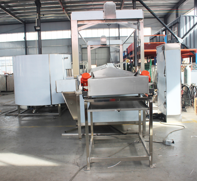 Gas-fired heating oil-frying production line, mesh belt frying machine, large-scale continuous oil-frying equipment