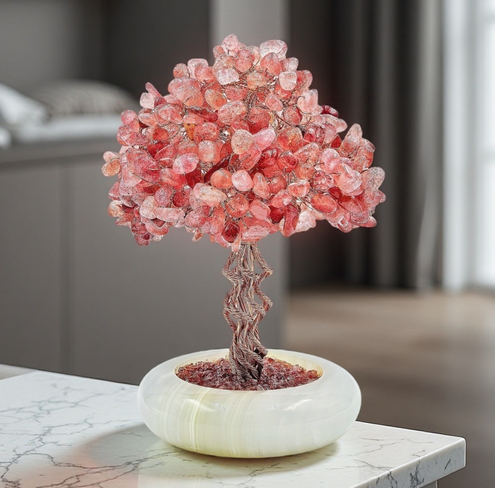 Romance & Harmony Strawberry Quartz Crystal Tree