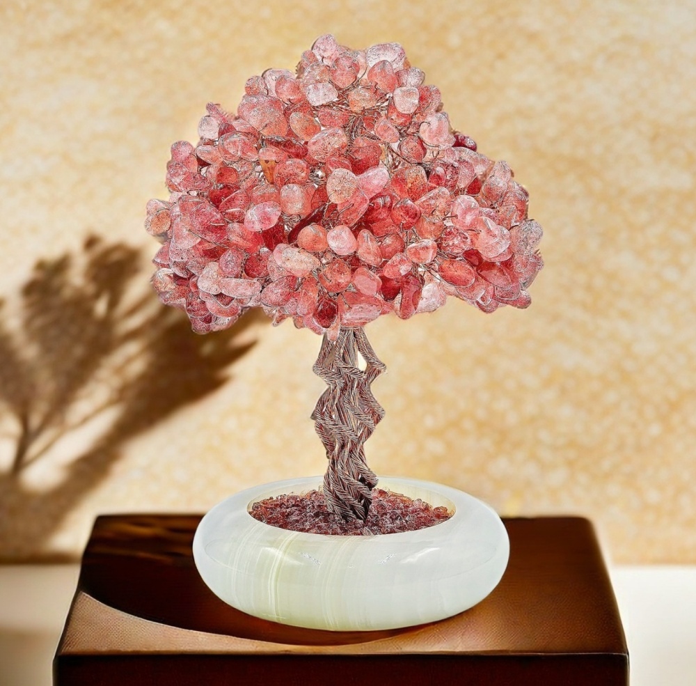 Romance & Harmony Strawberry Quartz Crystal Tree