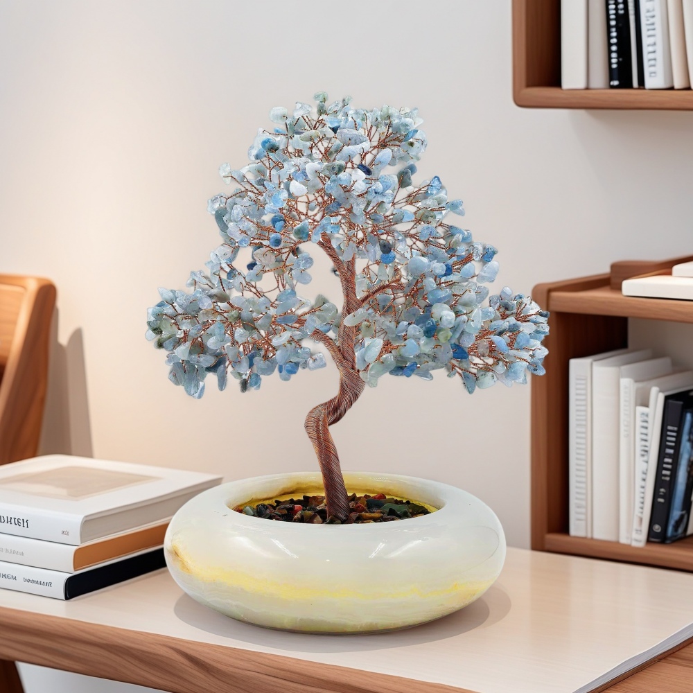 Ocean Breeze Aquamarine Bonsai Sculpture