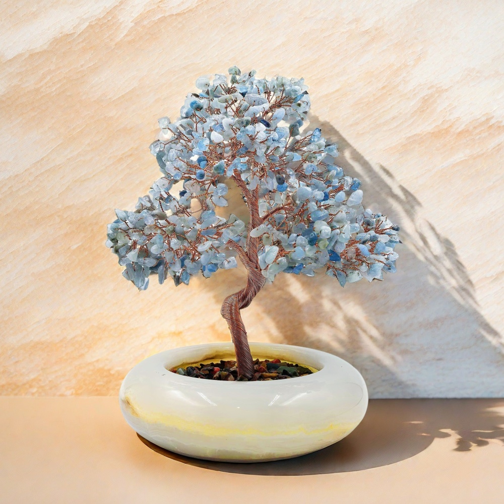 Ocean Breeze Aquamarine Bonsai Sculpture