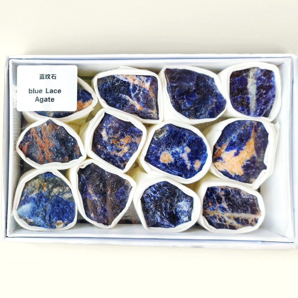 Natural Blue Lace Agate Rough Specimens, Throat Chakra Kit