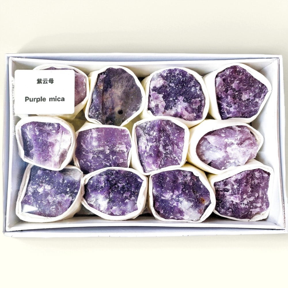 Raw Lepidolite (Purple Mica) Crystal Set, Bulk Healing Stones
