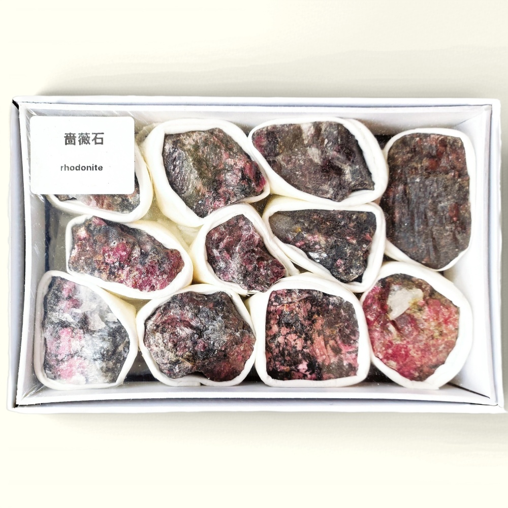 Natural Rhodonite Rough Specimens, Heart Chakra Kit