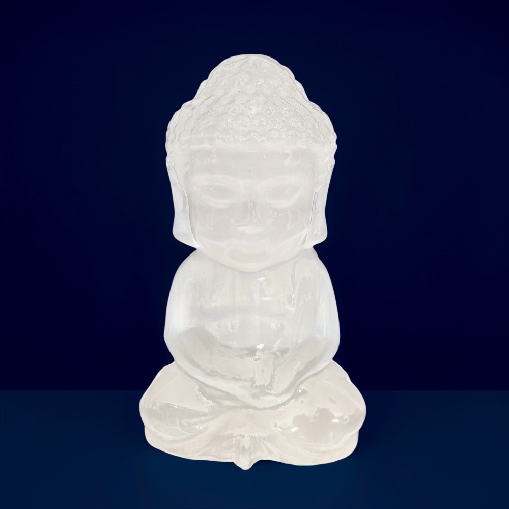 Natural Selenite Buddha Statue, Crystal Healing Decor