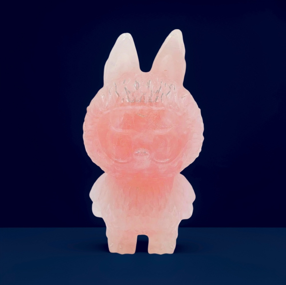 Rose Quartz Crystal Labubu Figurine