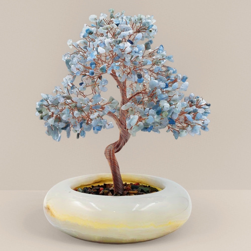 Ocean Breeze Aquamarine Bonsai Sculpture