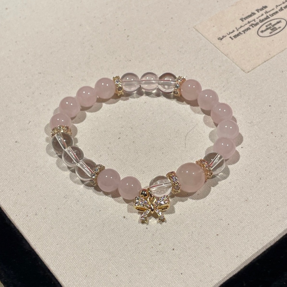 Pink Bow Love Crystal Bracelet