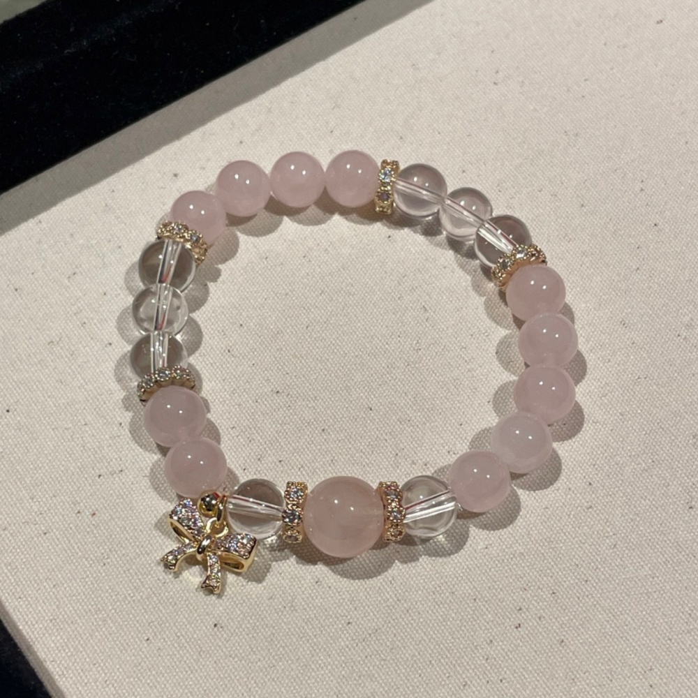 Pink Bow Love Crystal Bracelet