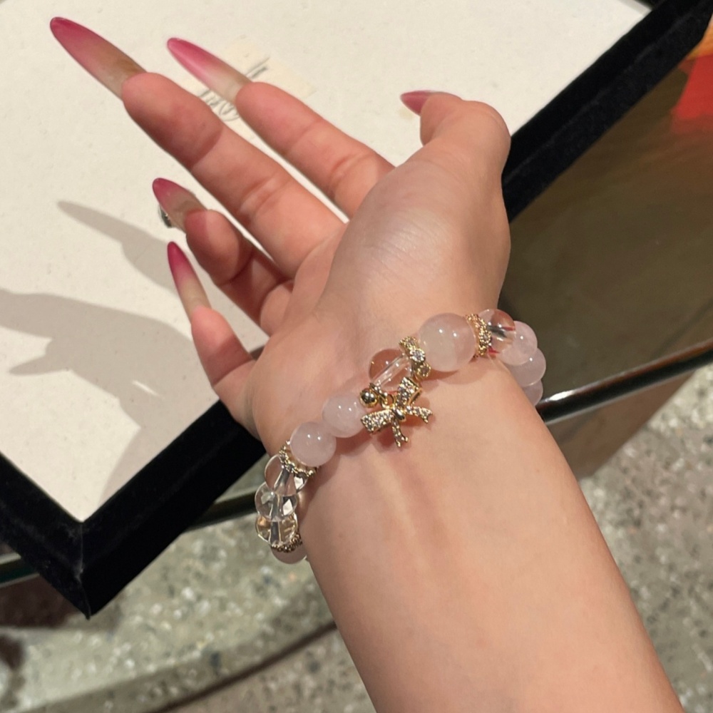 Pink Bow Love Crystal Bracelet