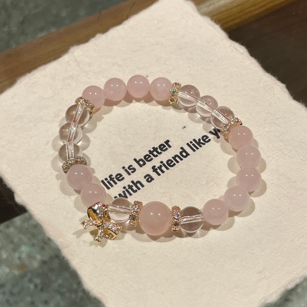 Pink Bow Love Crystal Bracelet