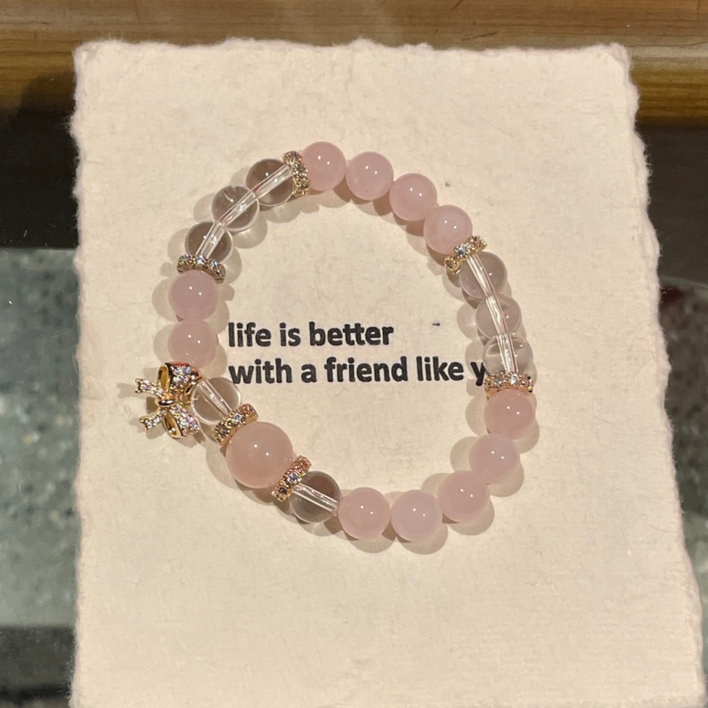 Pink Bow Love Crystal Bracelet