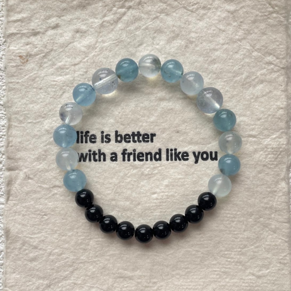 Misty Blue Two-Stone Throat Chakra Protection Healing Talisman