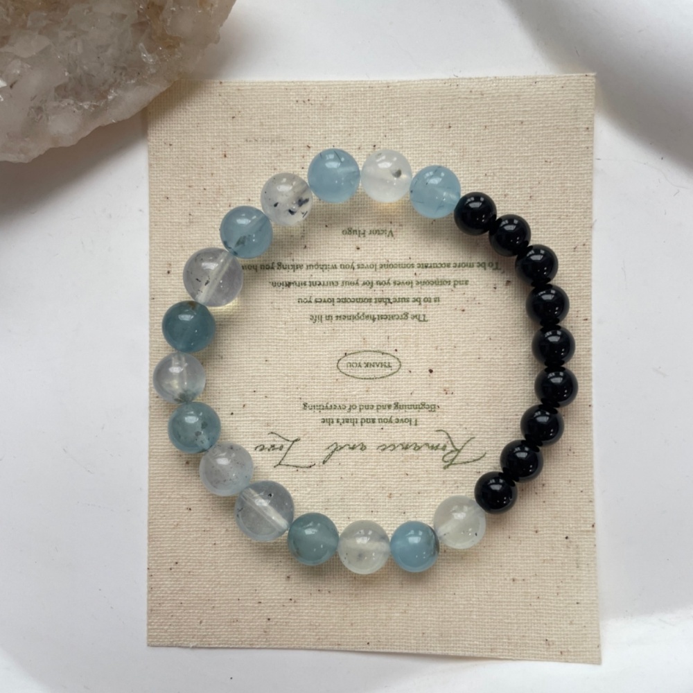 Misty Blue Two-Stone Throat Chakra Protection Healing Talisman
