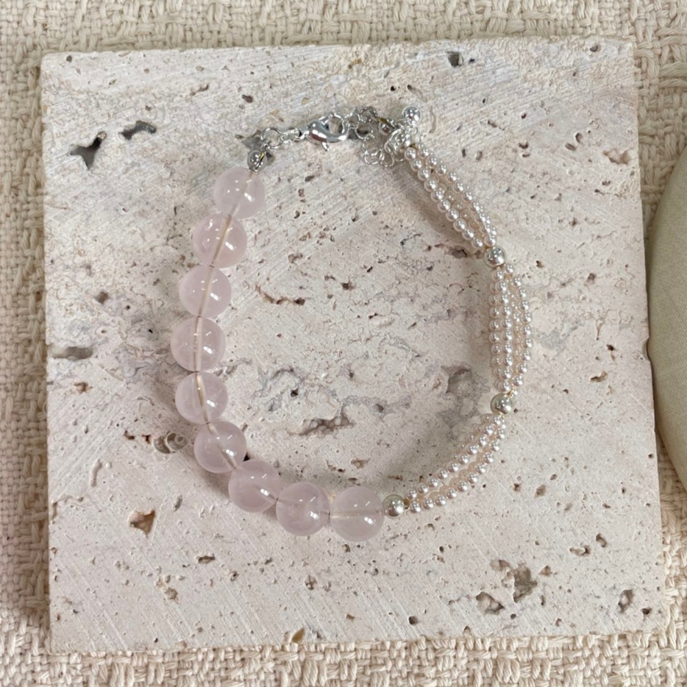 Rose Quartz & Pearl Beaded Bracelet
