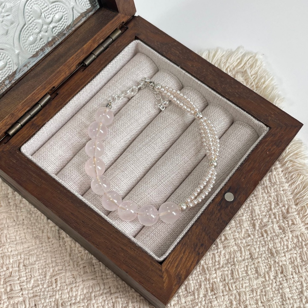 Rose Quartz & Pearl Beaded Bracelet
