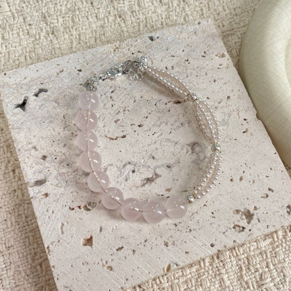Rose Quartz & Pearl Beaded Bracelet