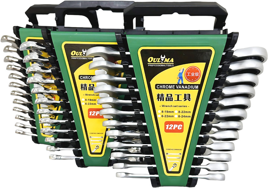 12Pcs Ratchet Wrench Set | Heavy Duty Metric Spanner | Garage Repair Tool,Fixed Head Ratchet Wrench Plastic Rack Professional Ratchet Wrench,ouma