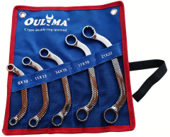 5Pcs C type Double Ring Wrench Canvas Bag Set Heavy Duty Metric,5Pcs C type Double Ring Wrench Canvas Bag Set Heavy Duty Metric,ouma