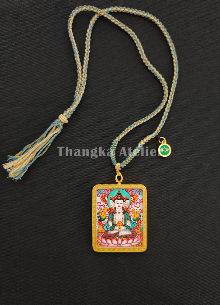 Hand-Painted Buddha Vairochana Thangka | Locket Thangka Amulets
