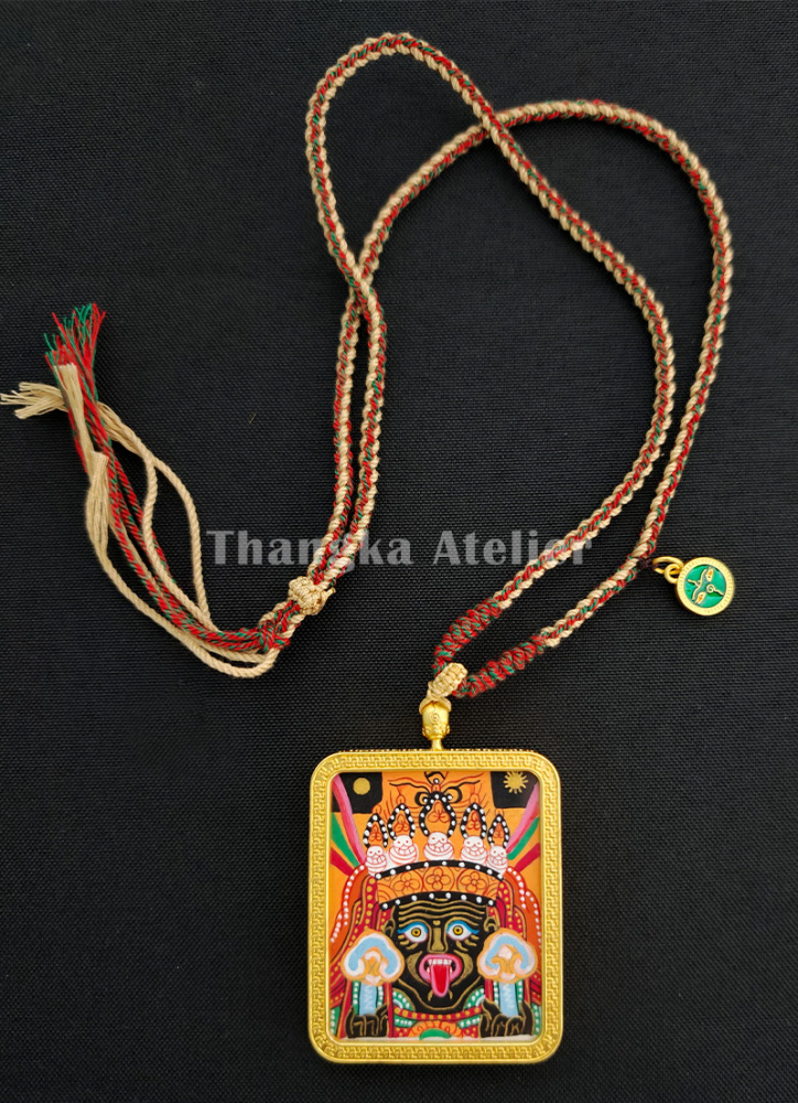 Hand-Painted Drashi Lhamo Amulet | Tibetan Zashi Lhamo Gau Shrine