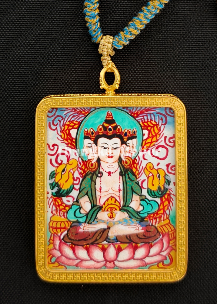 Hand-Painted Buddha Vairochana Thangka | Locket Thangka Amulets
