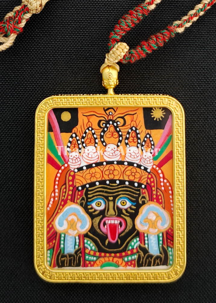 Hand-Painted Drashi Lhamo Amulet | Tibetan Zashi Lhamo Gau Shrine