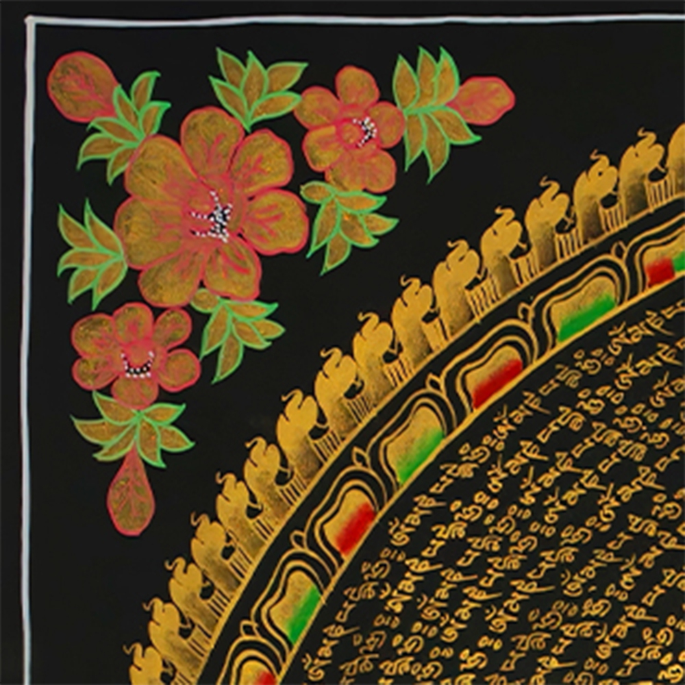 Gold Mantra Mandala Painting | Buddhist Mandala Wall Art