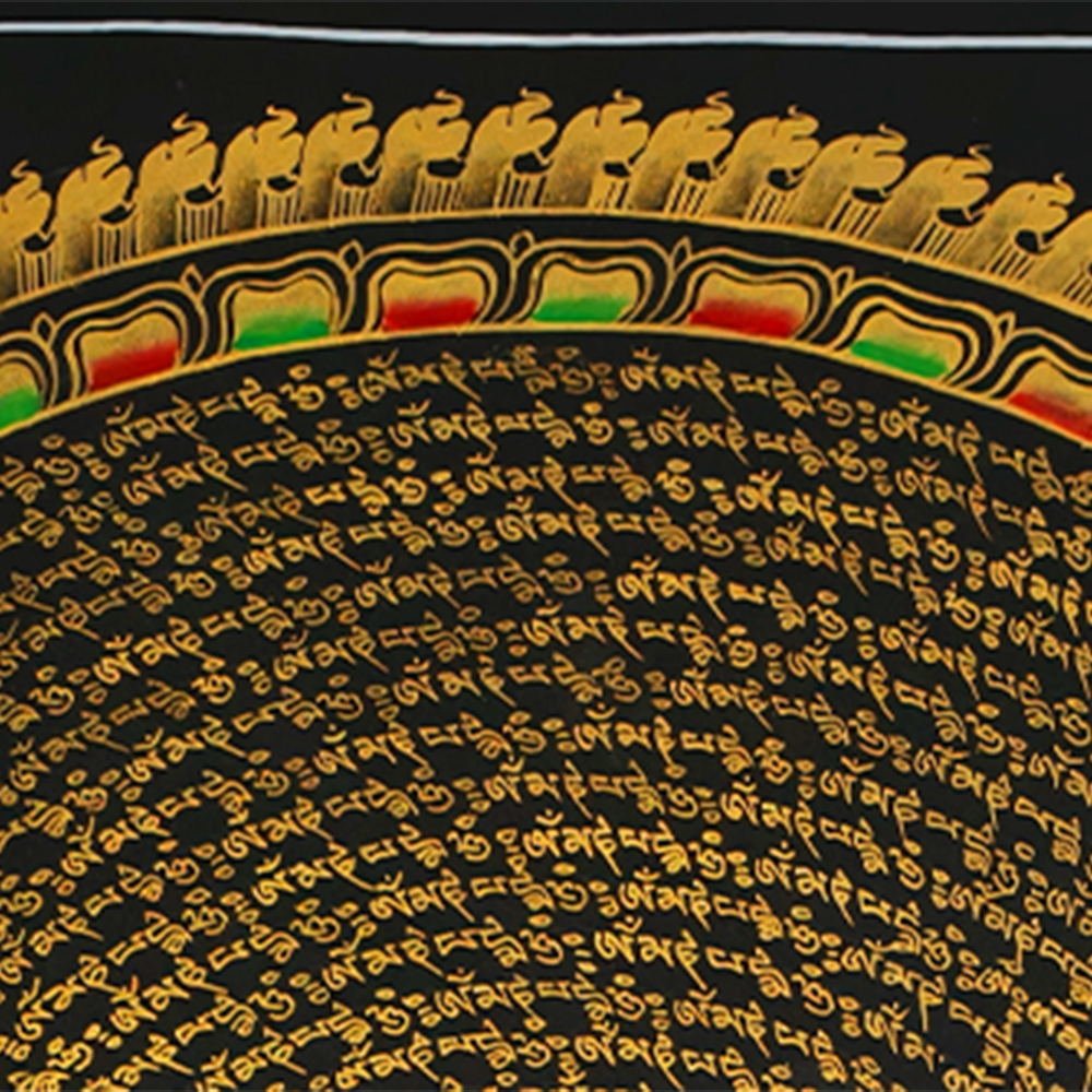 Gold Mantra Mandala Painting | Buddhist Mandala Wall Art