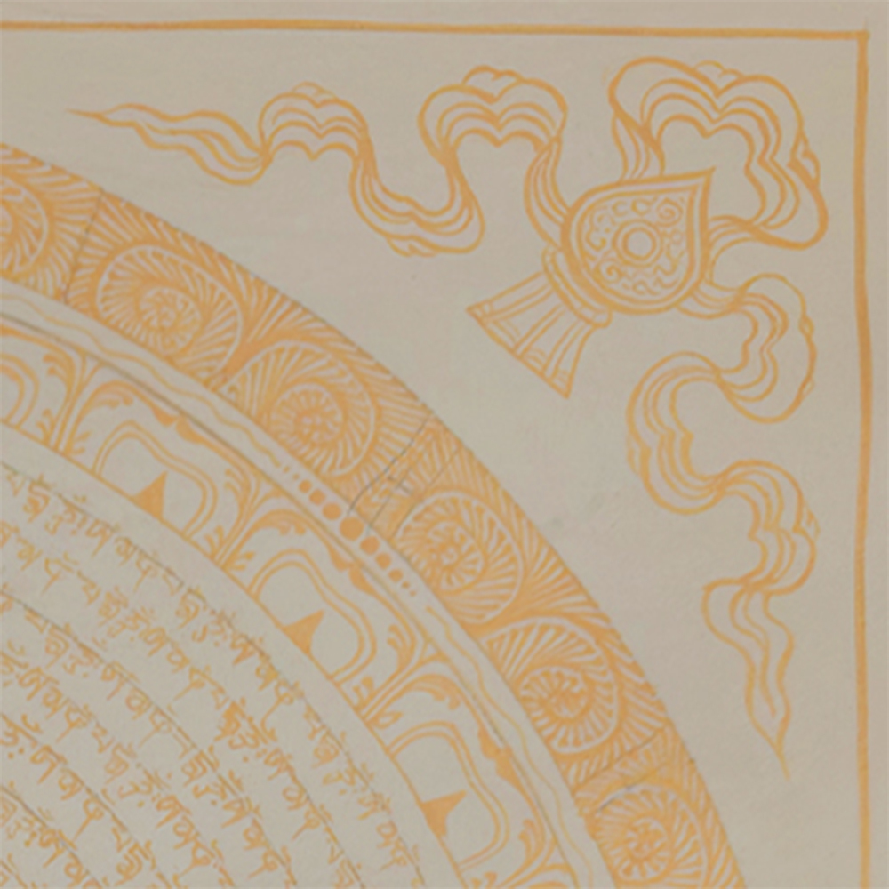 White and Gold Mantra Mandala | Hand-Painted Tibetan Thangka