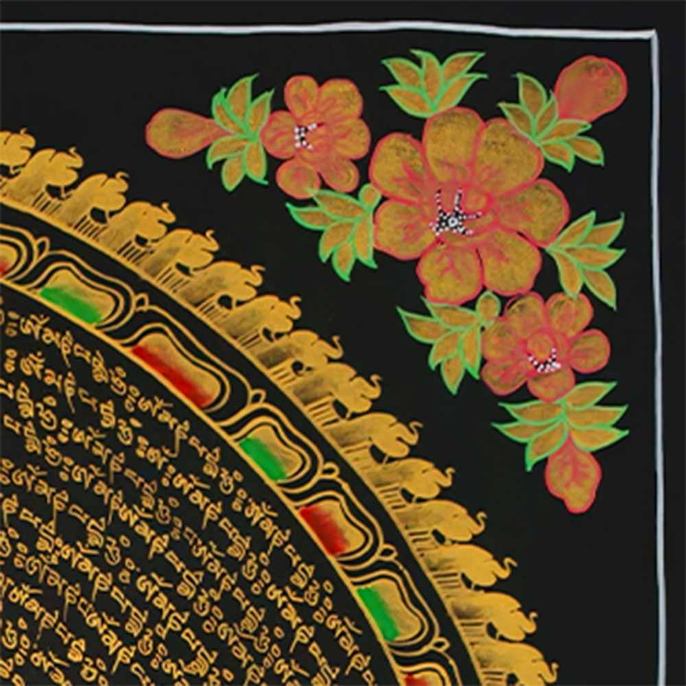 Gold Mantra Mandala Painting | Buddhist Mandala Wall Art