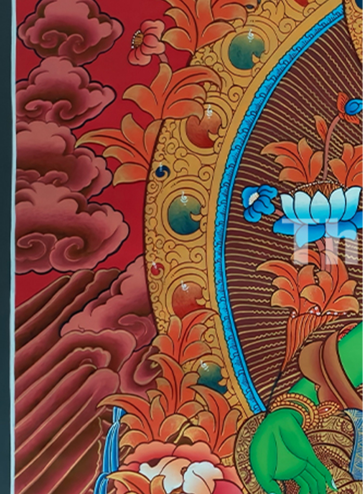Original Hand painted Green Tara Thangka |Beautiful mother Green Tara symbolizing wisdom