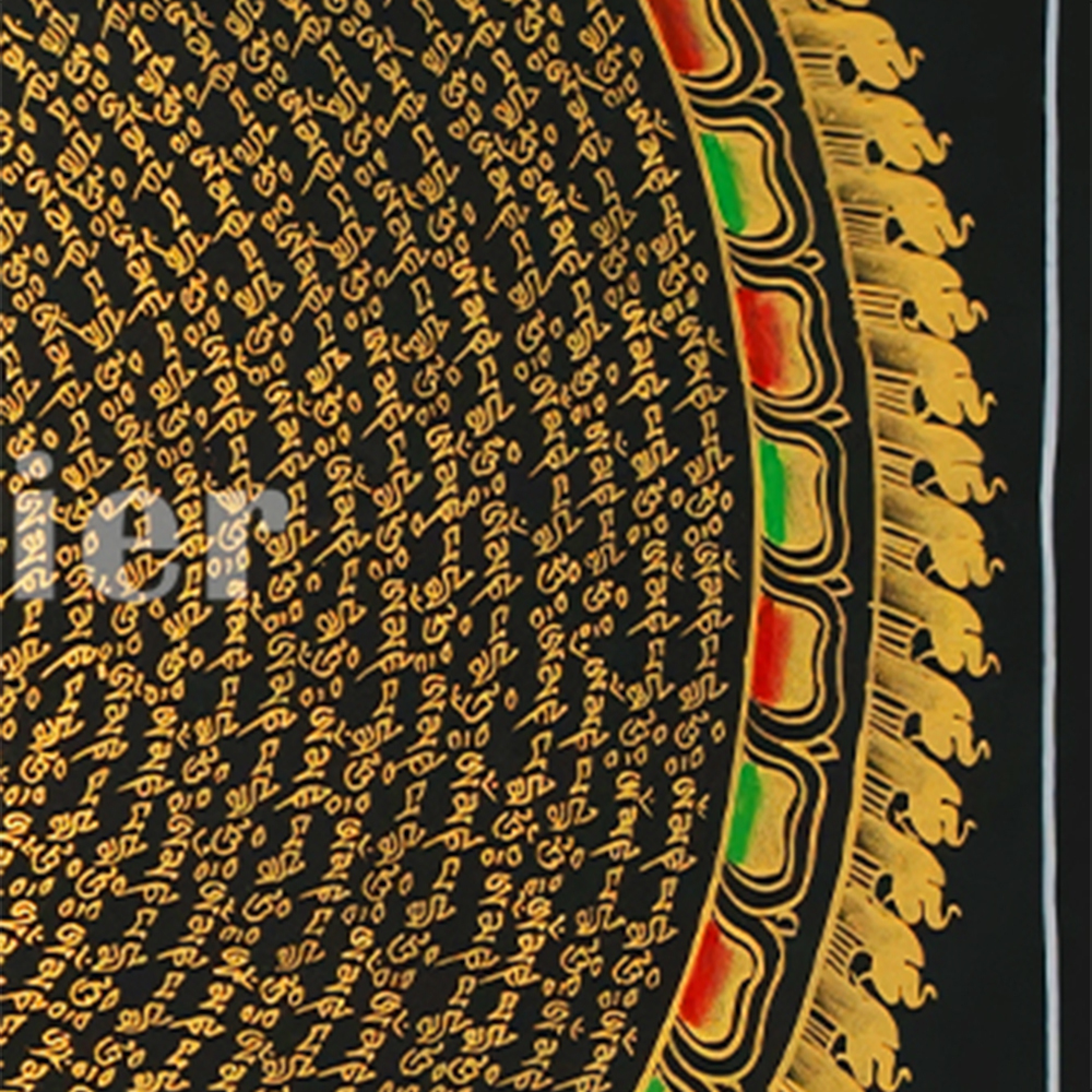 Gold Mantra Mandala Painting | Buddhist Mandala Wall Art