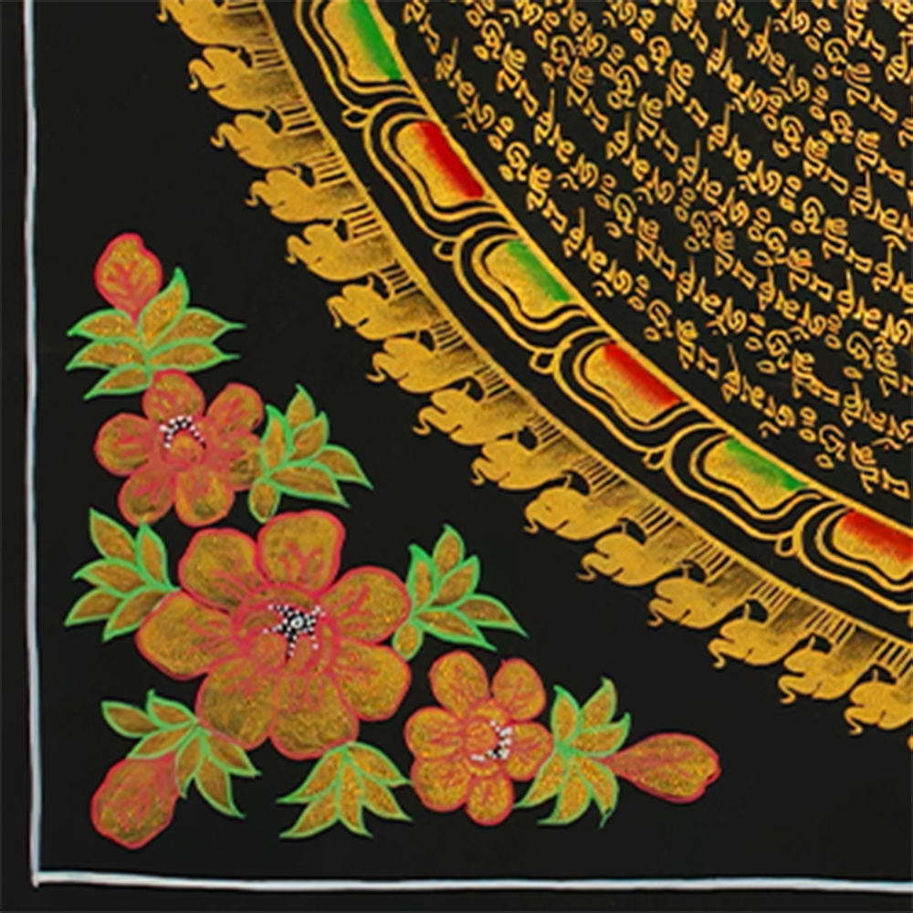 Gold Mantra Mandala Painting | Buddhist Mandala Wall Art