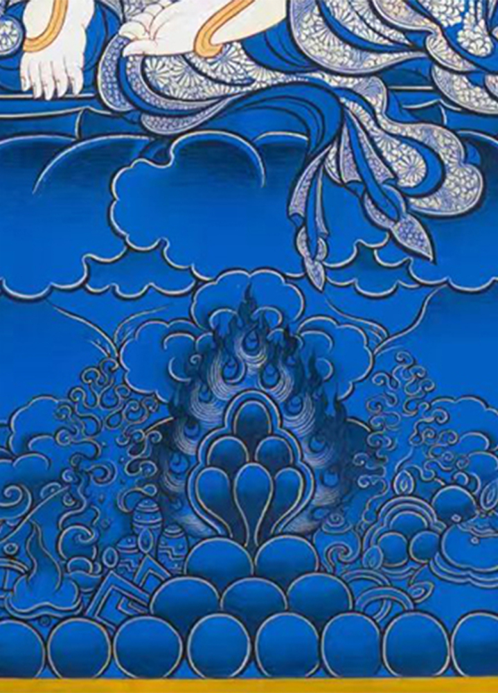 Mahasthamaprapta Bodhisattva Original Hand-Painted Thangka | Blue-Gold Thangka