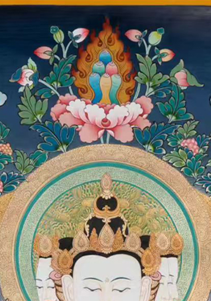 Buddha Vairochana Thangka | Dhyani Buddha of Cosmic Wisdom & Enlightenment