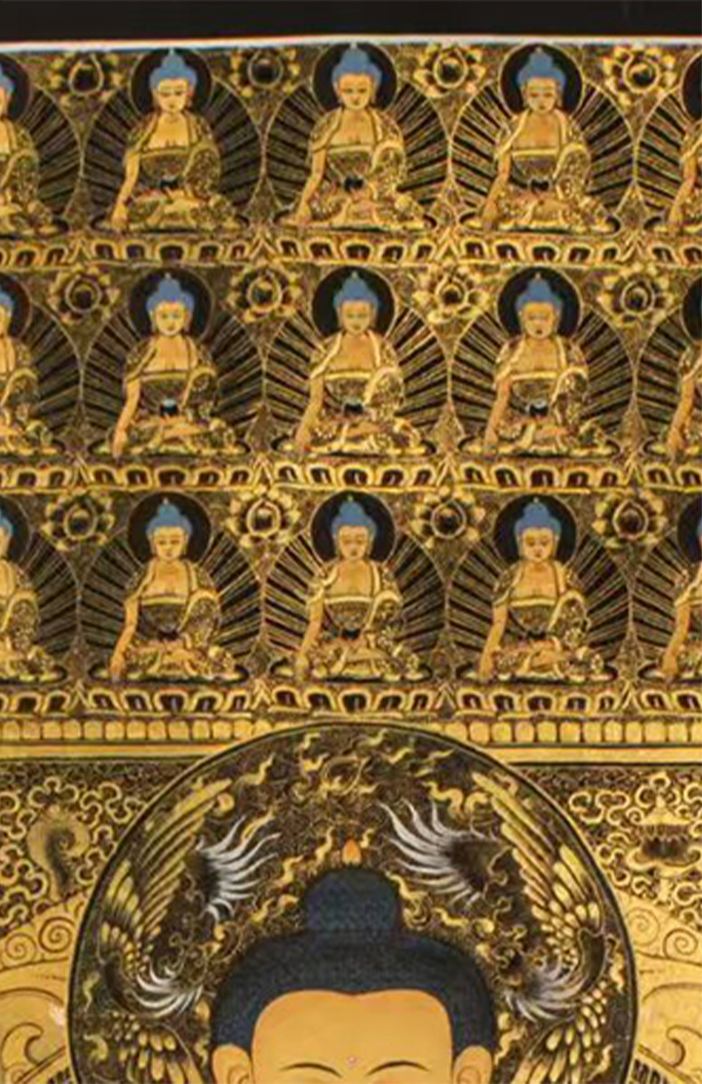 A Thousand Shakyamuni Buddha Thangka | Traditional Tibetan 24K Gold Buddhist Art