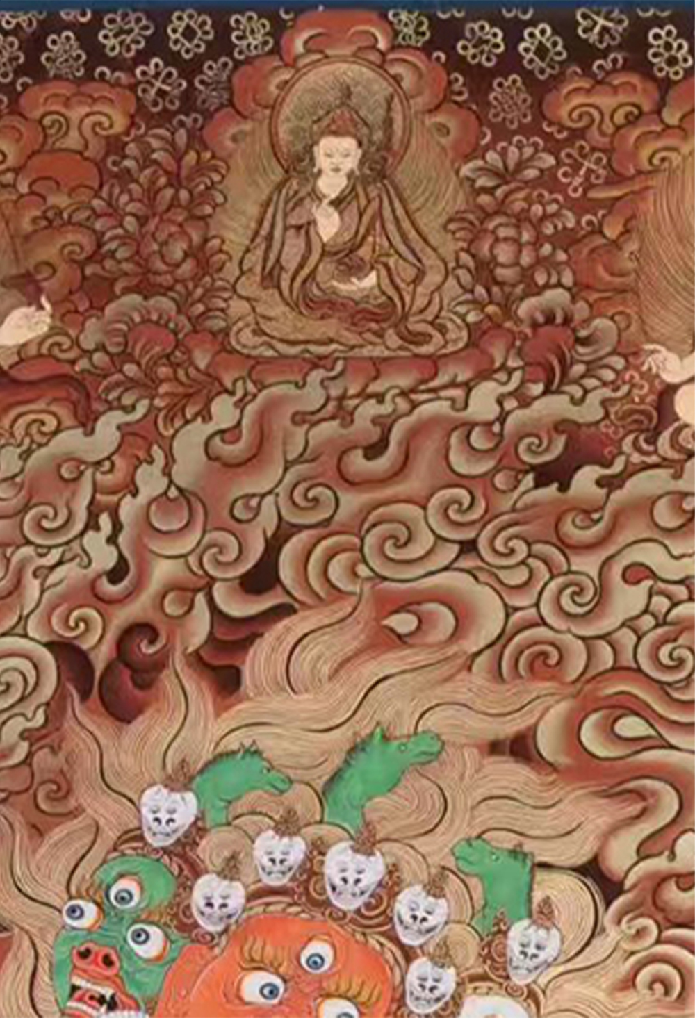 Red-Gold Thangka of Hayagriva | Horse-Headed Vajrapani