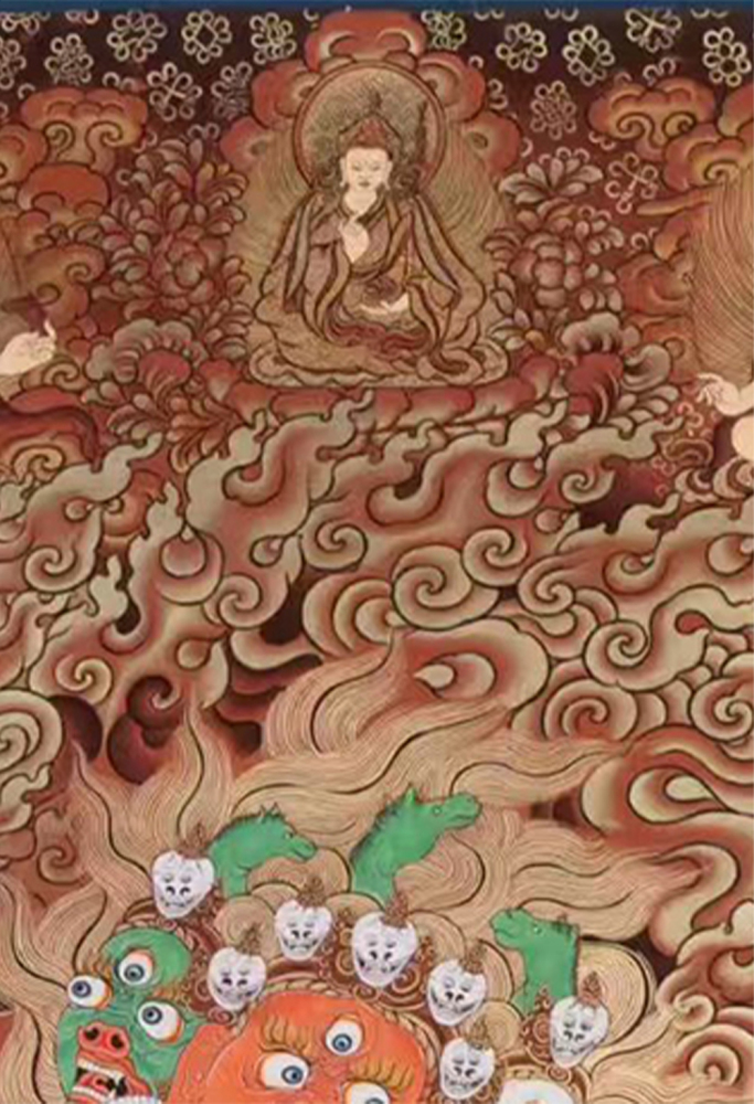 Red-Gold Thangka of Hayagriva | Horse-Headed Vajrapani