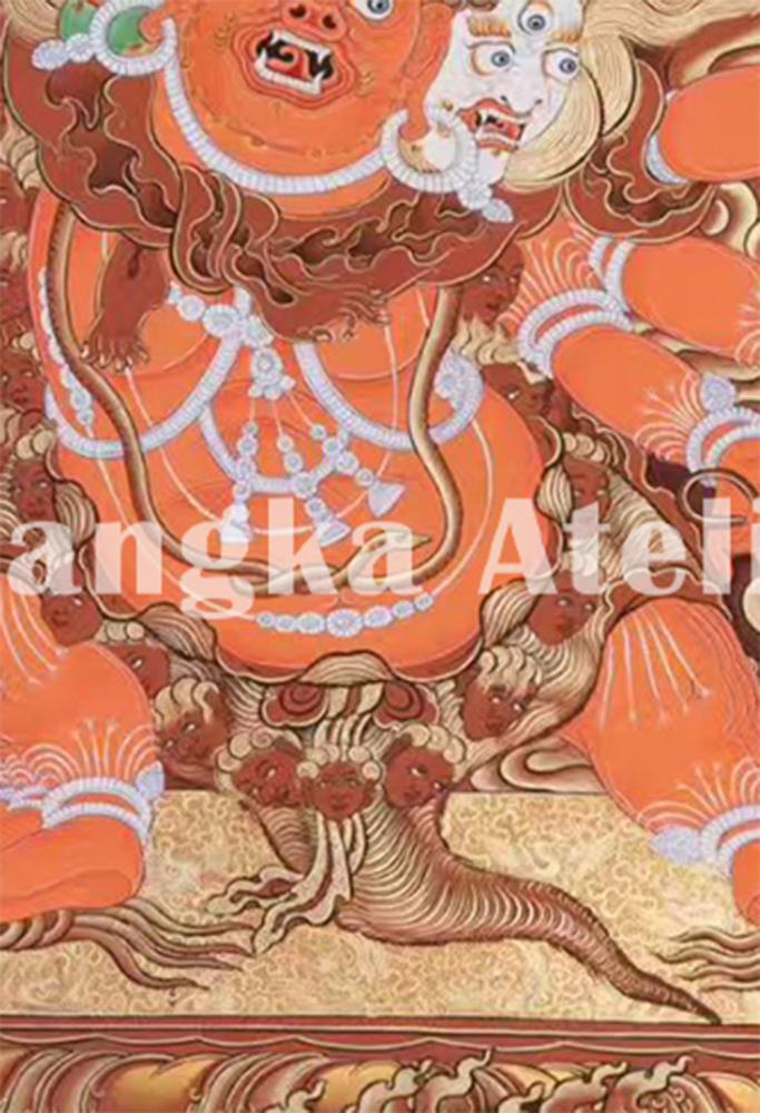Red-Gold Thangka of Hayagriva | Horse-Headed Vajrapani