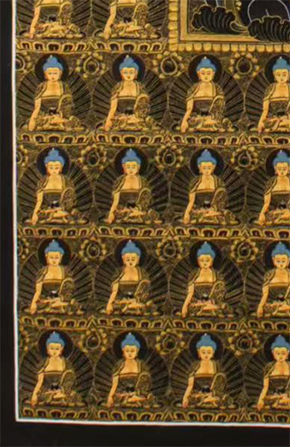A Thousand Shakyamuni Buddha Thangka | Traditional Tibetan 24K Gold Buddhist Art