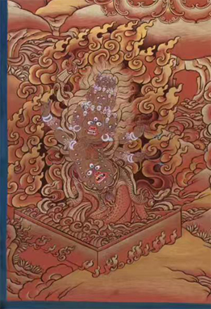 Red-Gold Thangka of Hayagriva | Horse-Headed Vajrapani