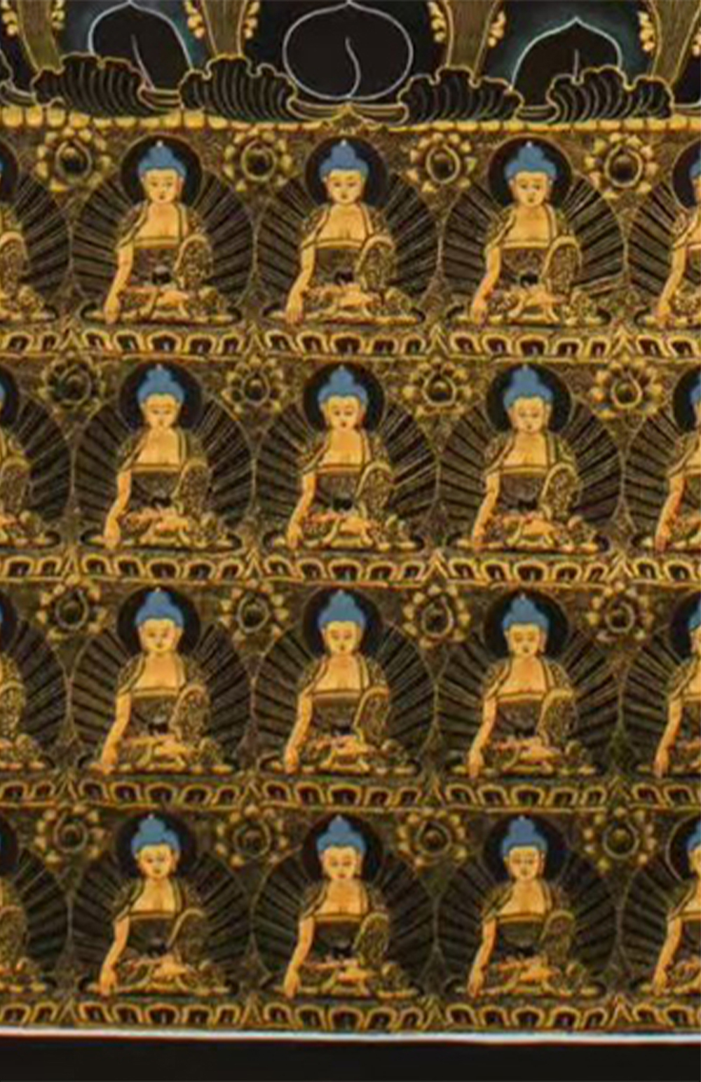 A Thousand Shakyamuni Buddha Thangka | Traditional Tibetan 24K Gold Buddhist Art